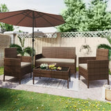 FDW Patio Furniture Set 4 Pieces Outdoor Rattan Chair Wicker Sofa Garden Conversation Bistro Sets for Yard,Pool or Backyard