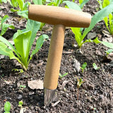 Hand Dibber with 5 inches Measuring Scale, Easy to Grip L-Shaped Wood Handle Dibbler, Stamped Stainless Steel Tip Seed Dibber, Dibber for Sowing Seeds and Planting Seedlings