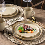 LISM Ceramic Dinnerware Sets for 4, 12 Pieces Stoneware Plates and Bowls Sets, Chip and Scratch Resistant Dishe Set for Dinner