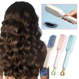 WIMS Retractable Comb Self-cleaning Hair Brush Anti-static Massage Comb For Women Smooth Hair Self Cleaning Hair Brush