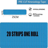 Waterproof Elastic Athletic Muscle Pain Relief Joint Support  Kinesiology Tape  (20 Precut Strips)