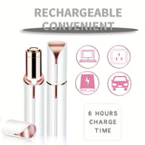 Portable Lipstick Shaped Electric Hair Remover For Women, Finishing Touch Flawless Facial Hair Remover for Women, Rose Gold Face Razor with LED Light, Recyclable Painless & Effective Facial Hair Removal Home Razor Shaver Tool