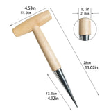 Hand Dibber with 5 inches Measuring Scale, Easy to Grip L-Shaped Wood Handle Dibbler, Stamped Stainless Steel Tip Seed Dibber, Dibber for Sowing Seeds and Planting Seedlings