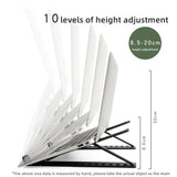 Maerknon Portable Laptop Stand Foldable Aluminum Adjustable Laptop Stand for Desk with 7 Angle Adjustable Stand Compatible with MacBook Air, MacBook Pro, iPad and Tablet, Laptop. (Black & White)