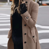 2024 Luxury Autumn Winter Long Sleeve New Slim-fit Woolen Coat Women's Coat