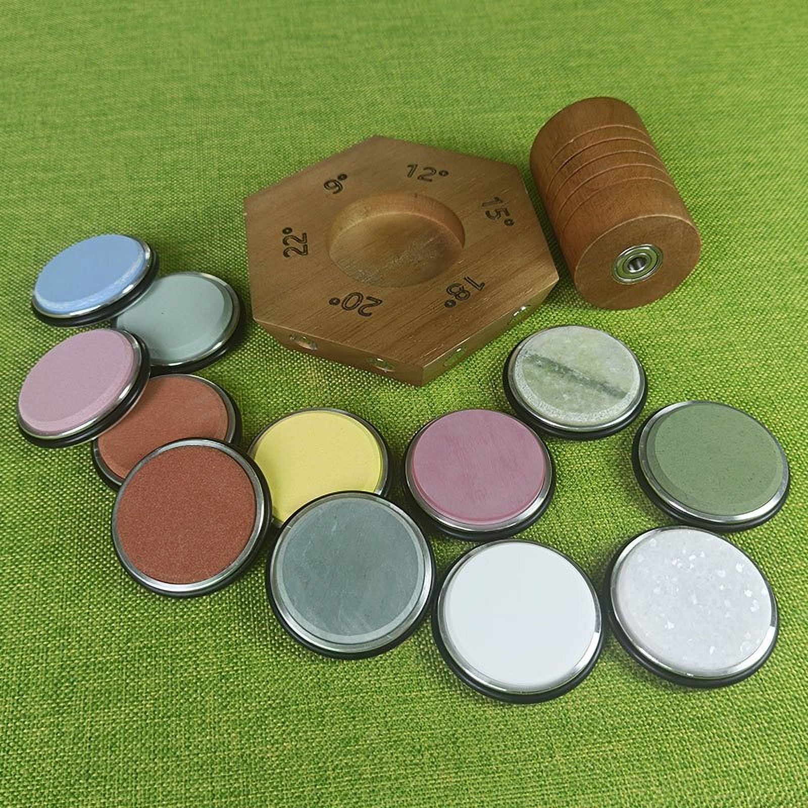 1 Set Professional 6-Angle Diamond Sharpening Stone with Wooden Roller Grip - Magnetic Kitchen Knife Sharpener with Silicone Base - Image 2