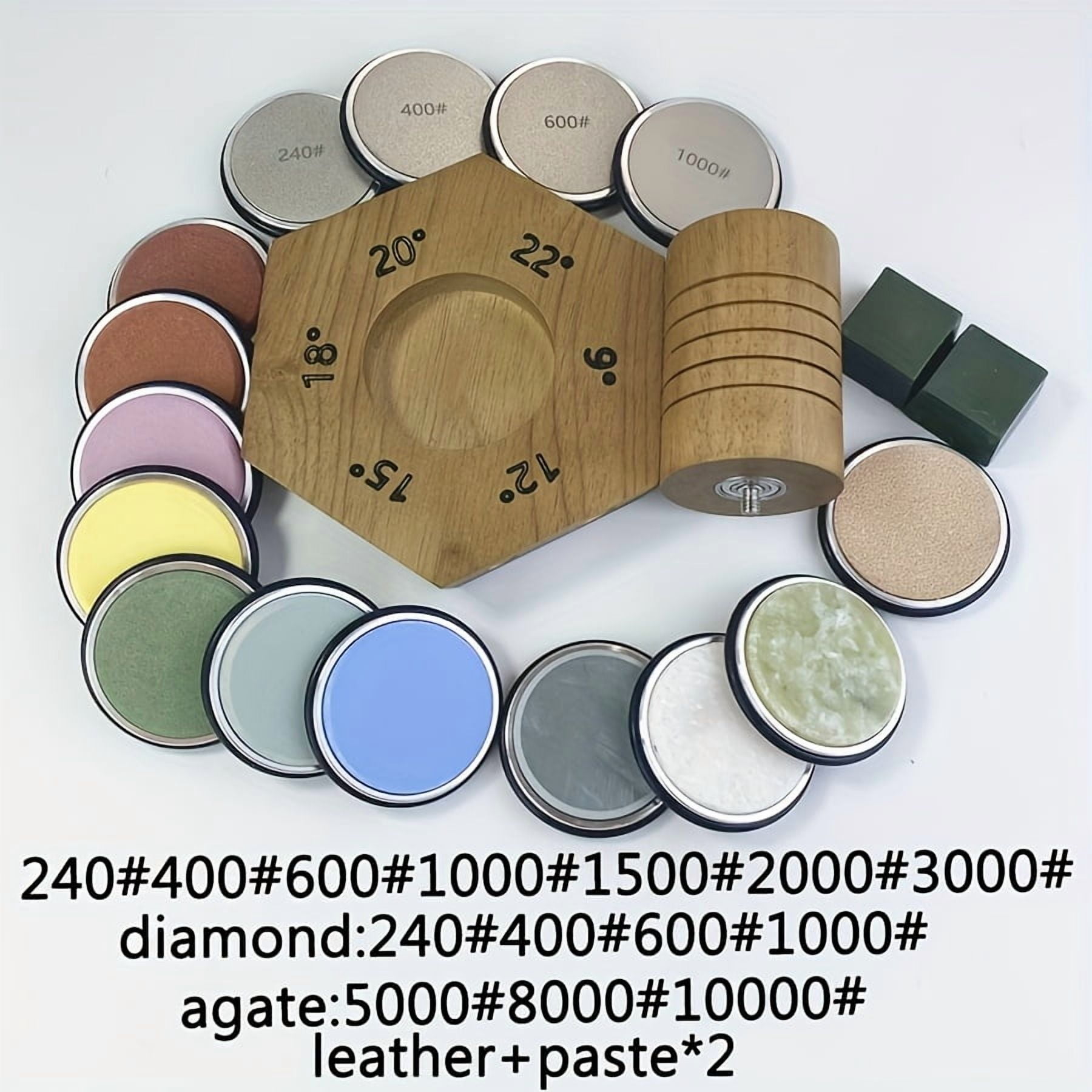 1 set of professional 6-angle diamond whetstones with wooden roller grip - magnetic kitchen knife sharpener with silicone base - Image 3
