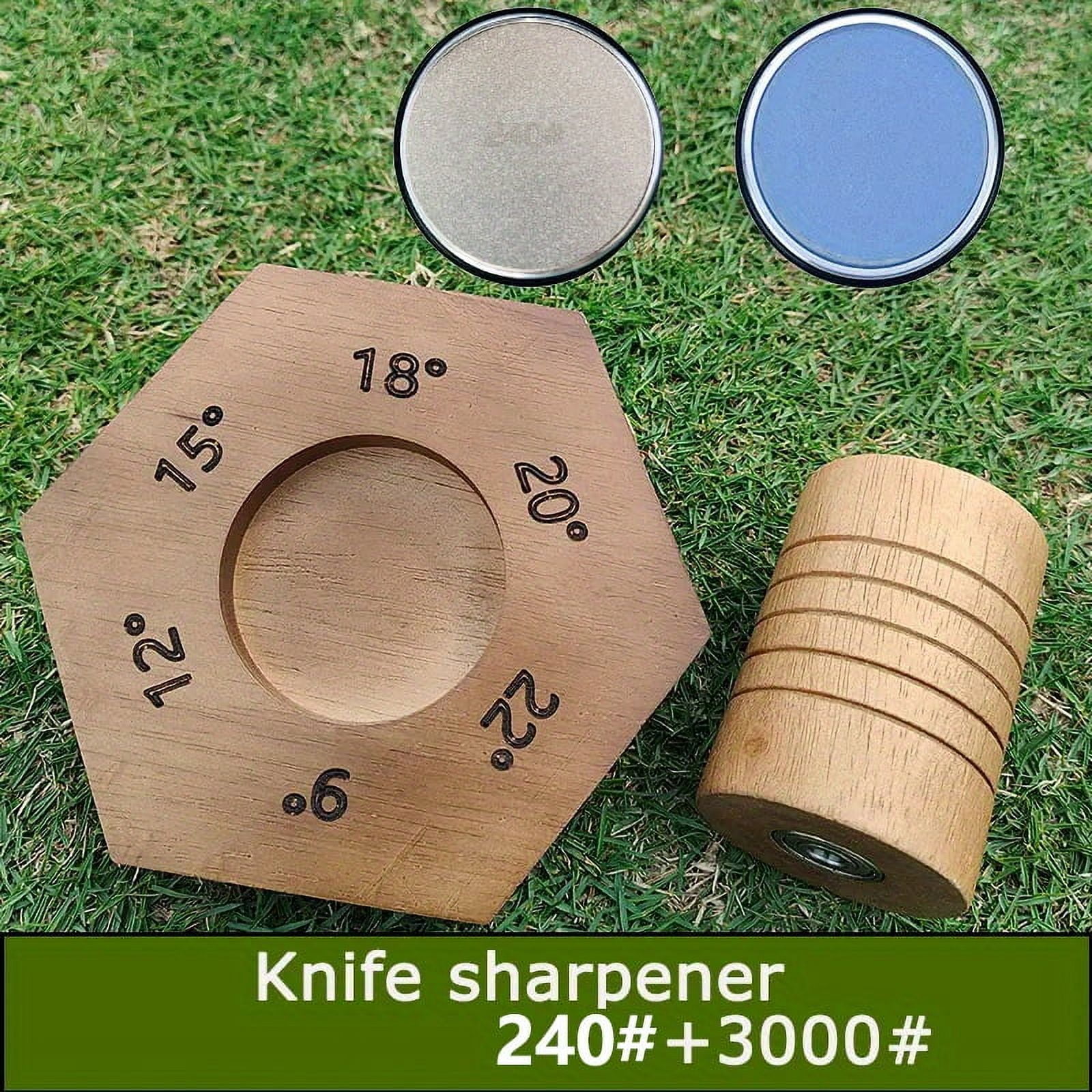 1 Set Professional 6-Angle Diamond Sharpening Stone with Wooden Roller Grip - Magnetic Kitchen Knife Sharpener with Silicone Base - Image 5