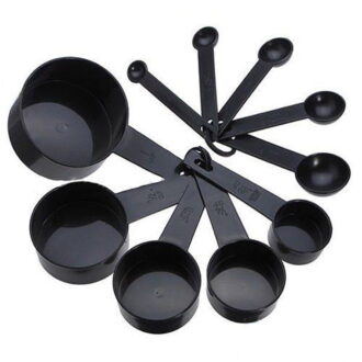 10-Piece Plastic Measuring Cups and Spoons Set - Baking & Cooking Tools with Exact Measurements (1/8 Cup to 1 Cup, 1/4 tsp to 1 tbsp) for Kitchen, Coffee, Meal Prep - BPA-Free, Nesting Design