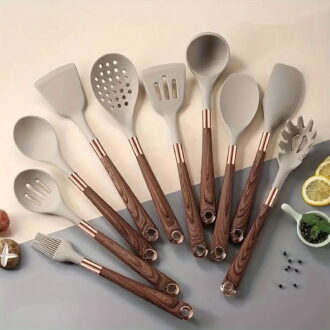 10-Piece Premium Non-Stick Silicone Kitchen Utensil Set - Tool & Gadget Sets for Effortless Cooking - Easy to Clean, Modern Cookware, Heat Resistant, and Durable Essentials for Home Chefs