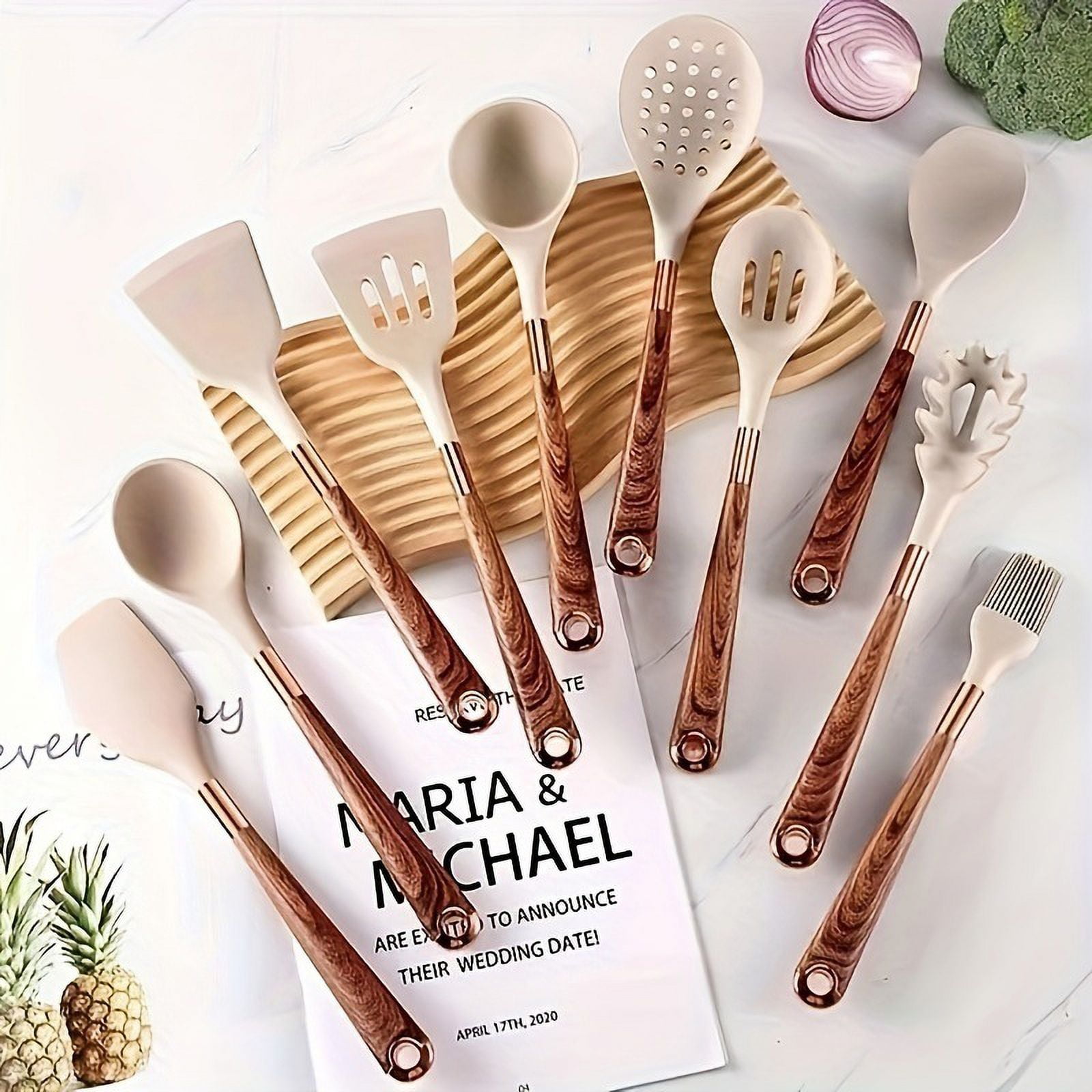 10-Piece Premium Non-Stick Silicone Kitchen Utensil Set - Tool & Gadget Sets for Effortless Cooking - Easy to Clean, Modern Cookware, Heat Resistant, and Durable Essentials for Home Chefs - Image 3