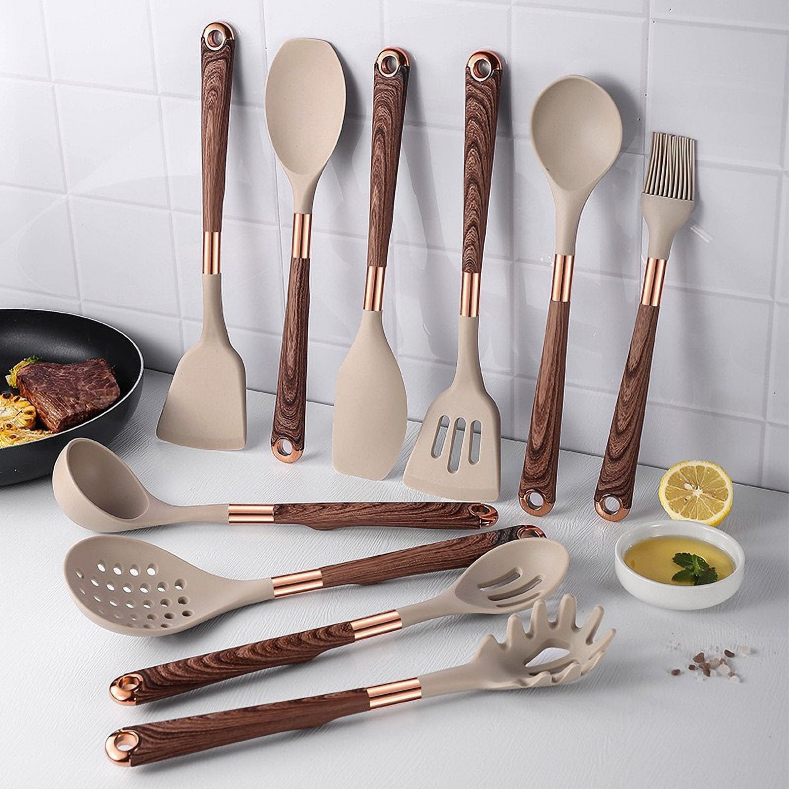 10-Piece Premium Non-Stick Silicone Kitchen Utensil Set - Tool & Gadget Sets for Effortless Cooking - Easy to Clean, Modern Cookware, Heat Resistant, and Durable Essentials for Home Chefs - Image 4