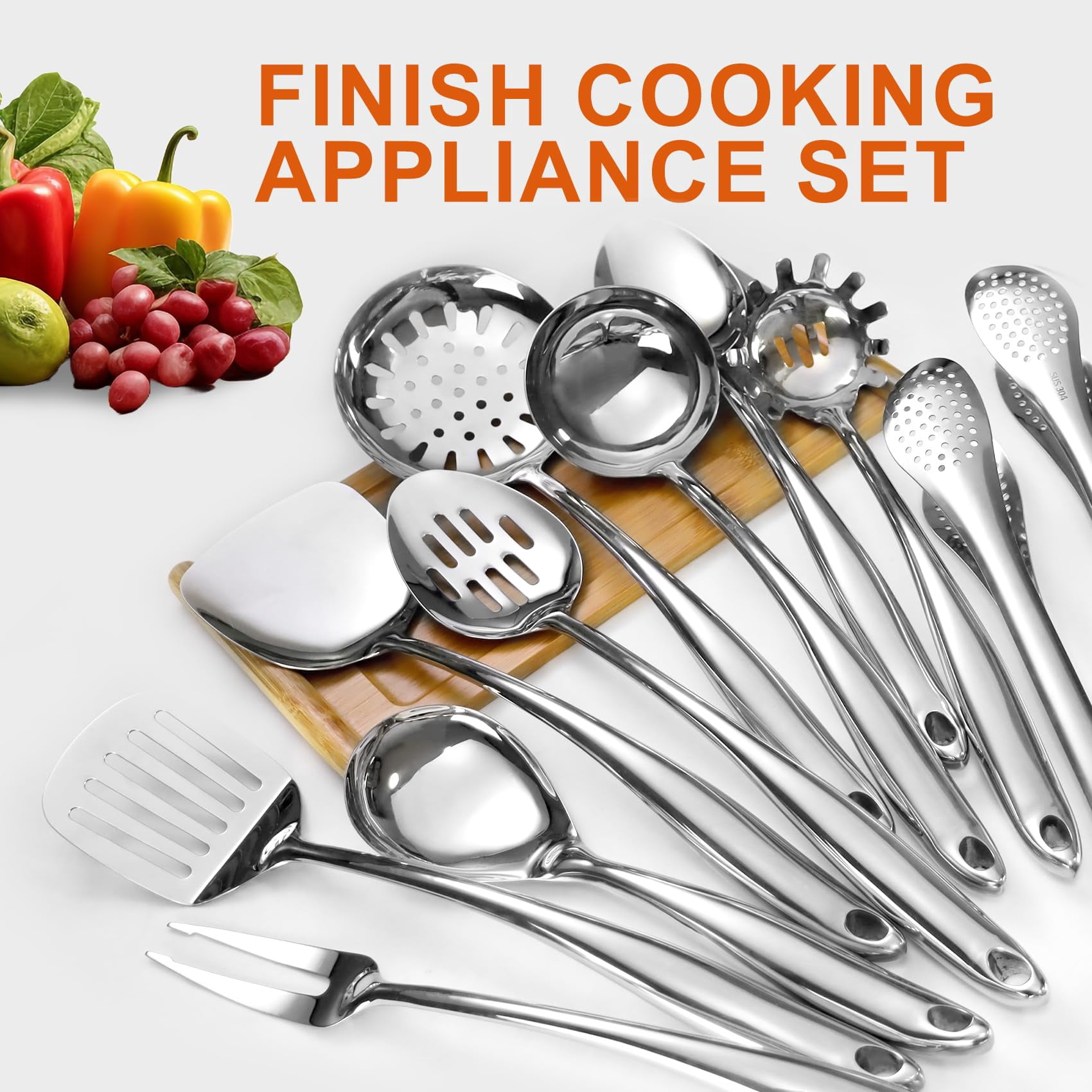 11-Piece 304 Stainless Steel Kitchen Utensil Set, Cooking Tools - Image 5
