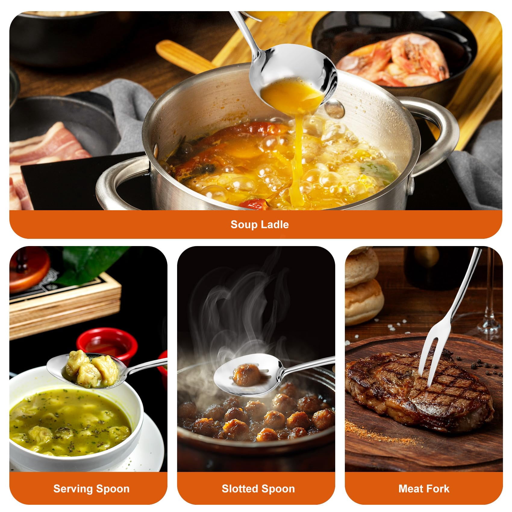 11-Piece 304 Stainless Steel Kitchen Utensil Set, Cooking Tools - Image 3