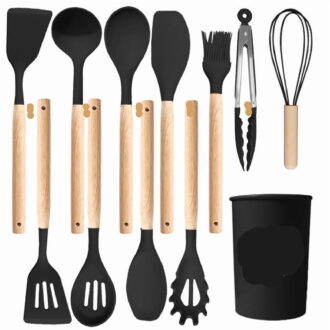 12 Pieces Food Grade Silicone Kitchen Utensil Set Non Stick Cookware Friendly Cooking Spatula Soup Spoon Household Full Kitchen Tool Kit