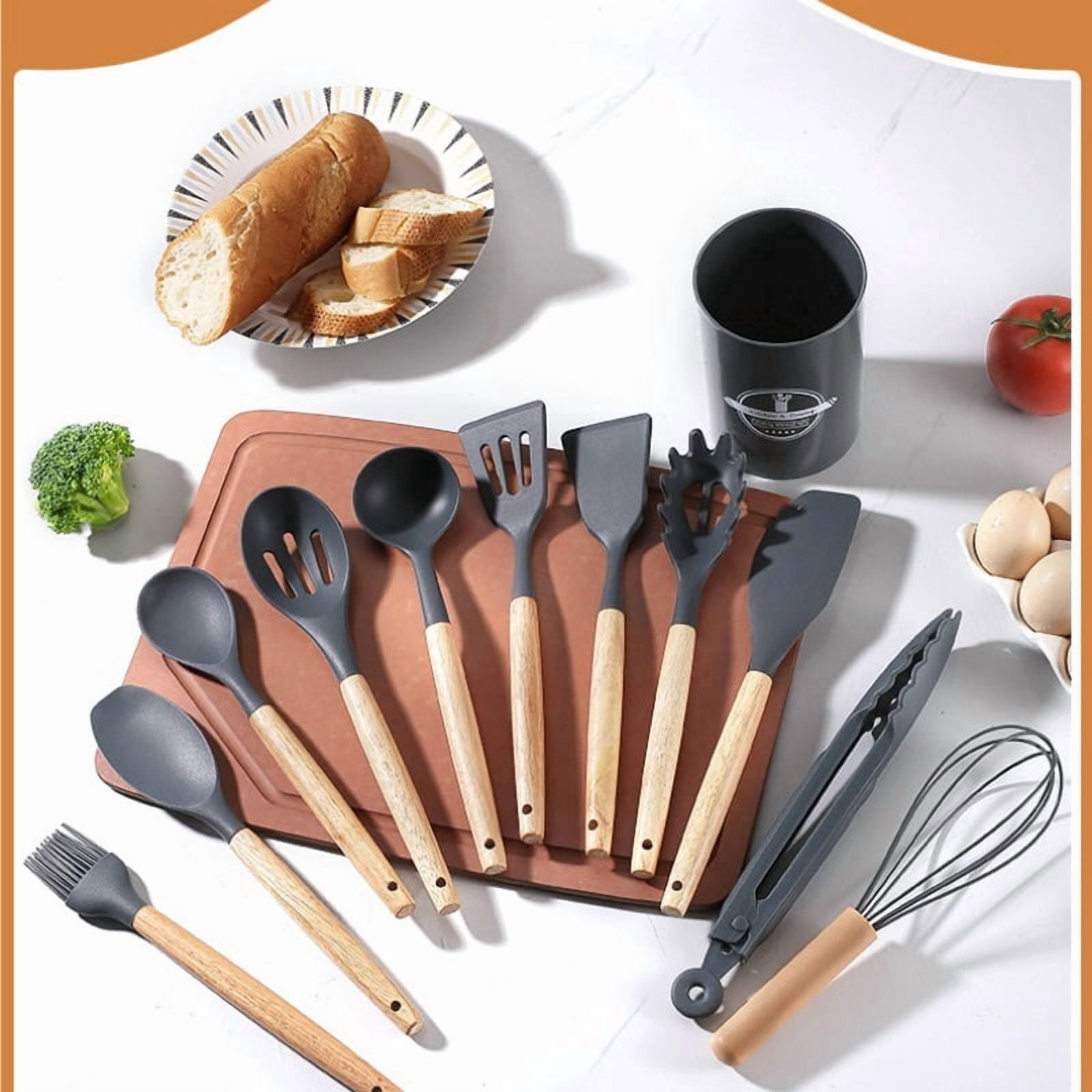 12 Pieces Food Grade Silicone Kitchen Utensil Set Non Stick Cookware Friendly Cooking Spatula Soup Spoon Household Full Kitchen Tool Kit - Image 5