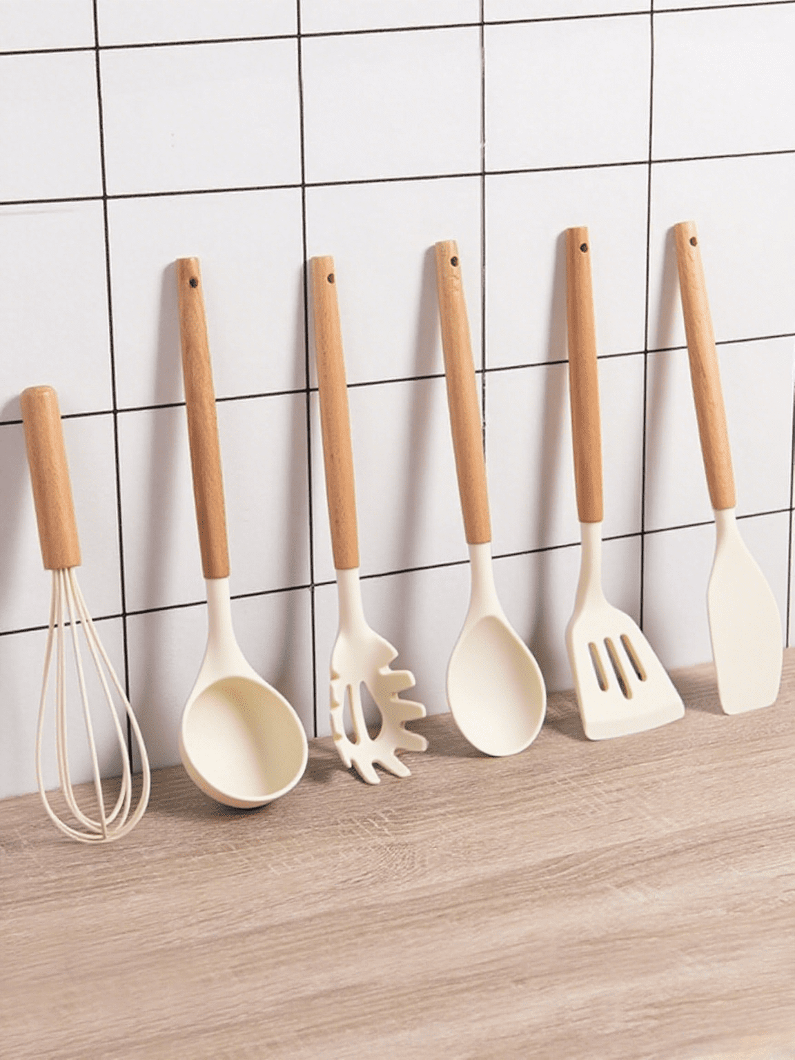 12PC Multi-Function Kitchen Utensil Set - Silicone Heads, Wooden Grips - Image 5