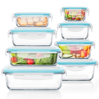 16 Pcs Glass Food Storage Containers , Meal Prep , Airtight Bento Boxes with Leak Proof Locking Lids, Microwave/Oven/Freezer/Dishwasher Safe, BPA Free