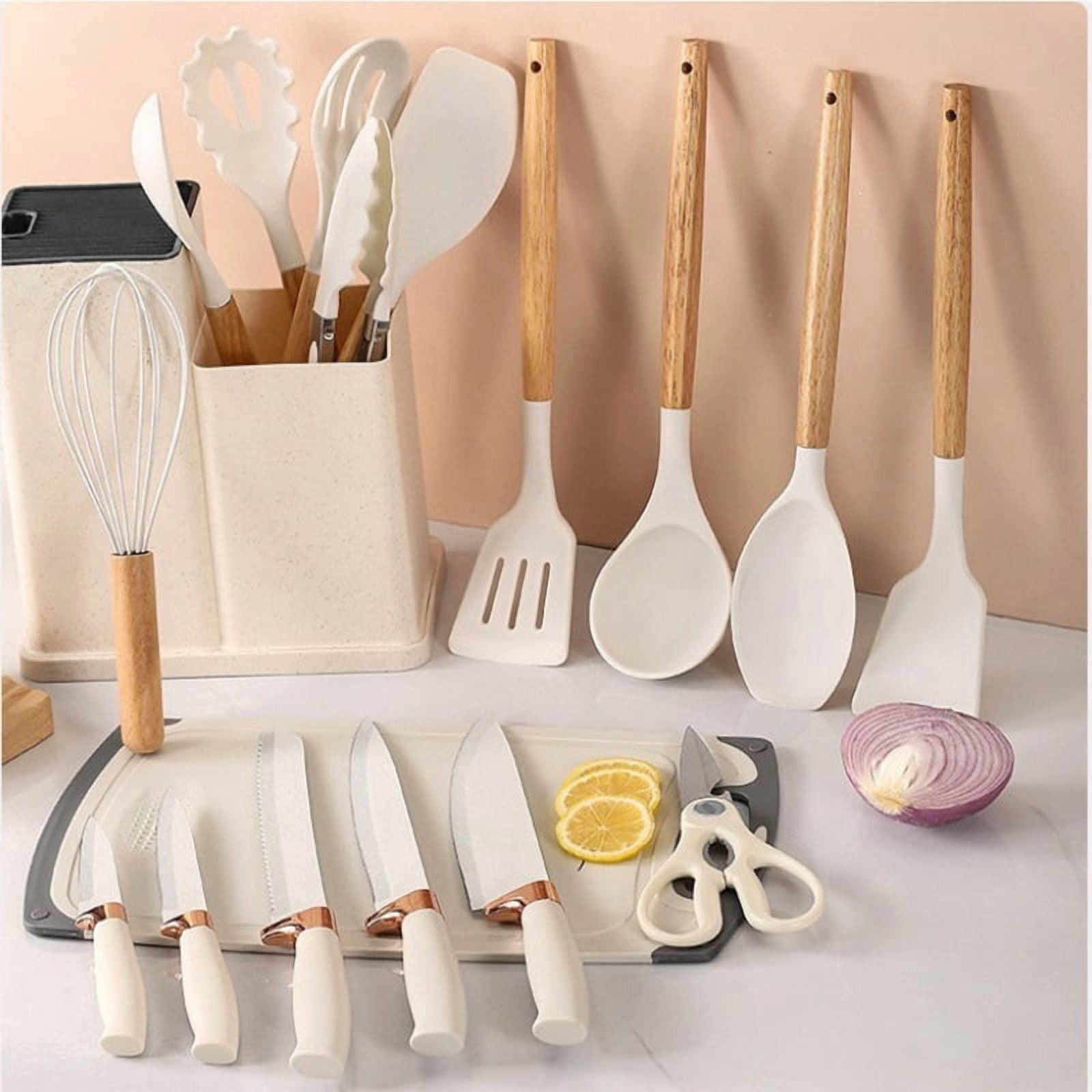 19 Pieces Silicone Kitchen Utensils Set Non Stick Cooking Spatula Spoon Knife Combo With Storage Bucket Multifunctional Kitchen Cooking Tool Kit - Image 4