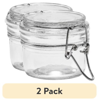 (2 pack) Mainstays Glass Airtight Food Storage Jar with Lid, Clear Cereal and Dry Food Storage Container for Kitchen Pantry Organization