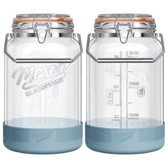 2 Packs 1 Gallon Glass Jar with Airtight Lids,Wide Mouth Mason Jars with Clip Top Lids & Stainless Steel Handle & Silicone Base,Canning Jars for Kitchen Storage