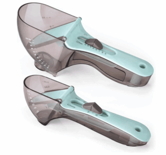 2 PCS Adjustable Measuring Cups and Spoons Set ,Kitchen Tool Plastic Scoop Measuring Cup with Magnetic for Dry and Liquid Ingredient