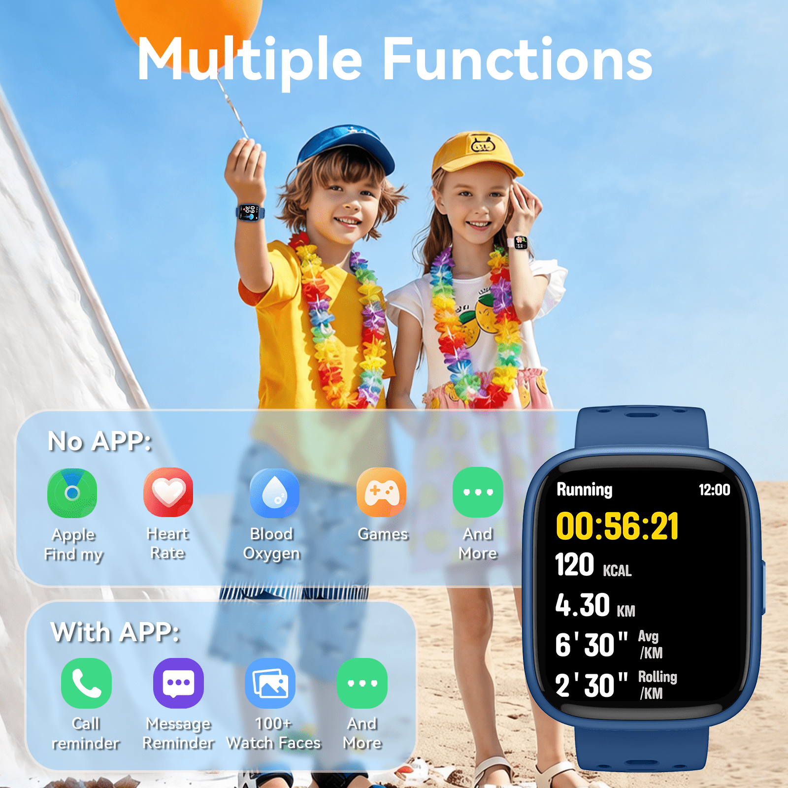 2026 Cillso Smart Watch for Kids with Find My, 1.83" HD Touch Screen, BLE5.3, IP68 Waterproof, Multiple Sports Modes, Activity Tracker Pedometer,Ideal Gift, Blue - Image 2