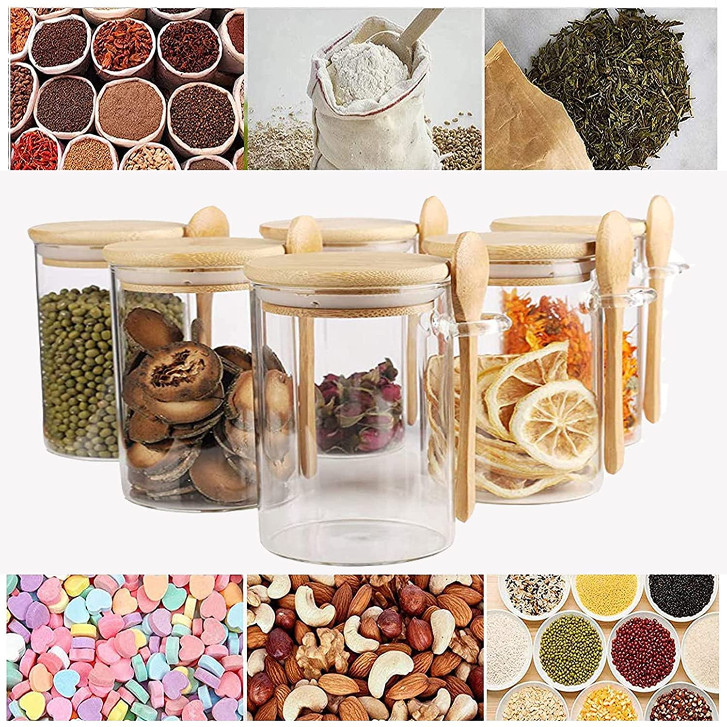 22oz Glass Food Storage Jar with Airtight Bamboo Lid and Metal Handle, Pumpkin Shape Kitchen Food Storage Container for Storing Tea Coffee Sugar Spice (650ML/22OZ) - Image 3
