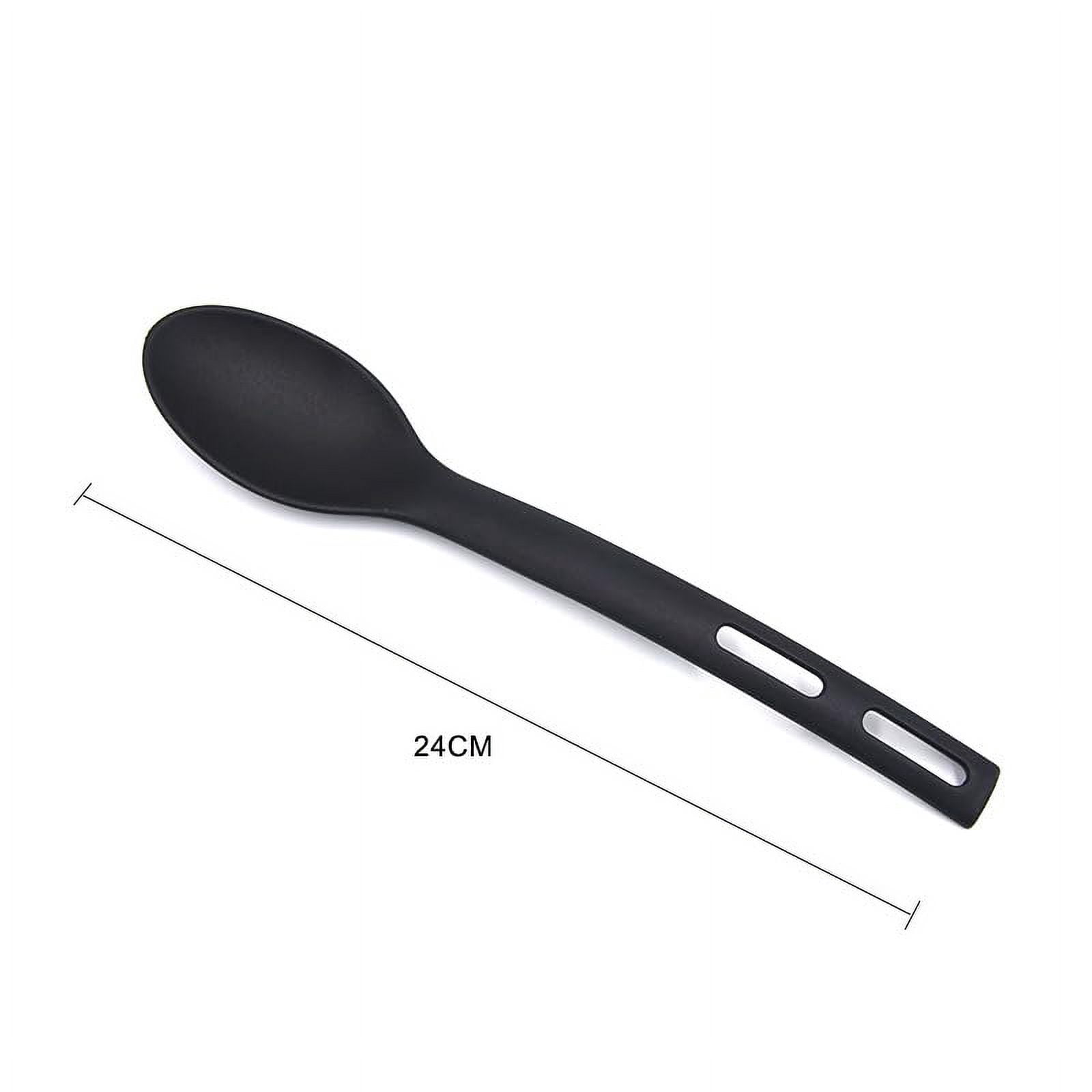 3 PCS Anti-Scratch Nylon Kitchen Utensils Set, Kitchen Cooking Tools Mini Nylon Kitchen Utensils Set Slotted Turner Solid Spoon Fork Children Dinner Tools, Black - Image 2