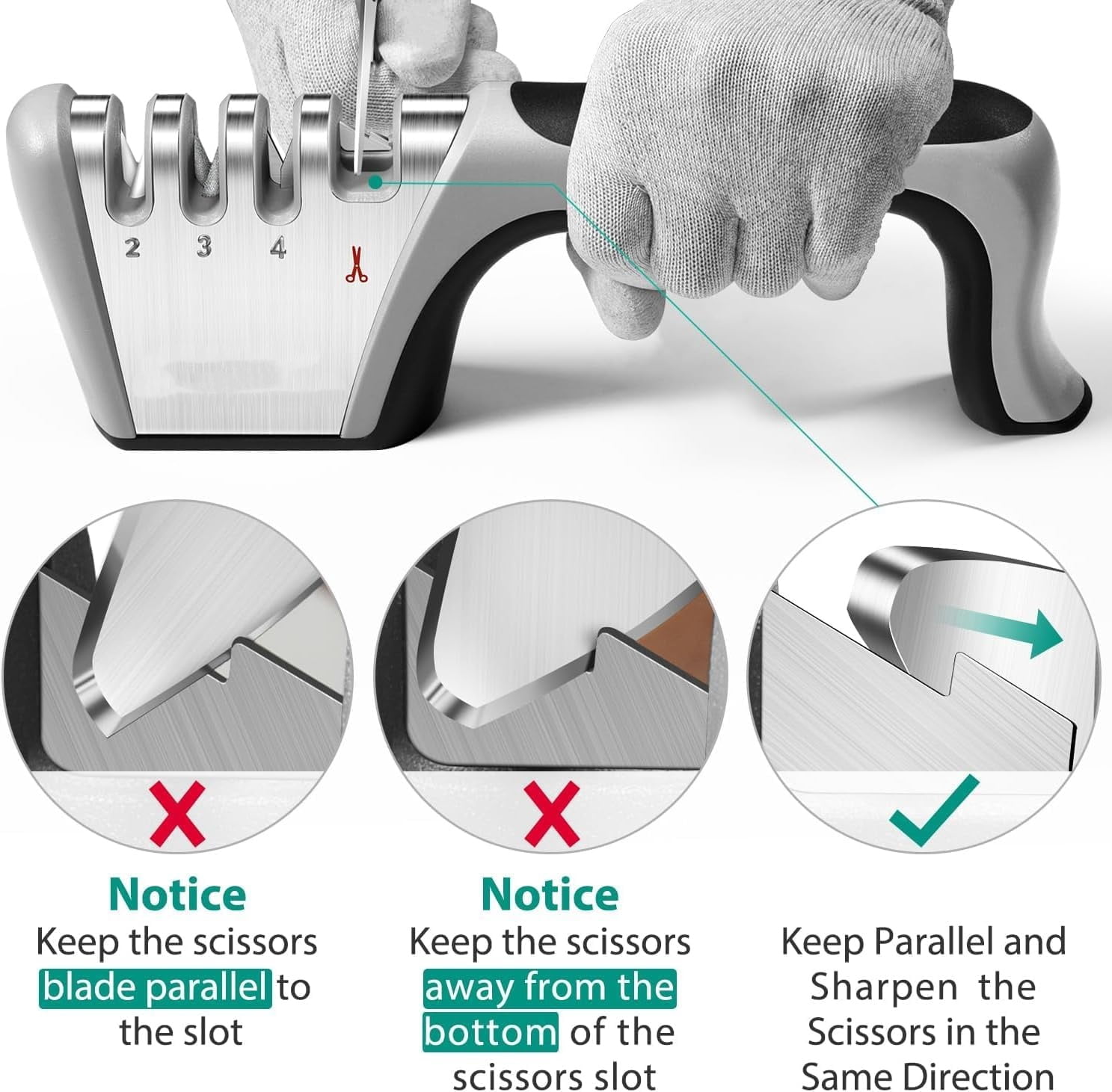 4-in-1 Knife Sharpener, 4-Stage Professional Sharpening System for Kitchen Knives, Scissors, Fruit & Steel Knives with Premium Polish Blades - Image 4