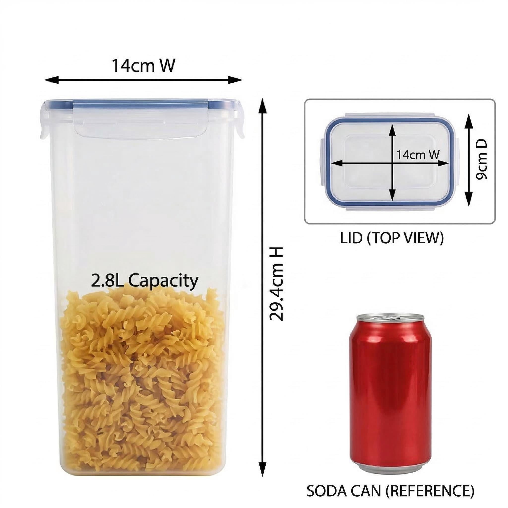 4 Packs Airtight Food Storage Containers with Lids (2.8lx4),Pasta Containers for Pantry Organization and Storage, BPA Free Kitchen Canisters for Spaghetti, Flour, Noodles Come with free labels And - Image 2