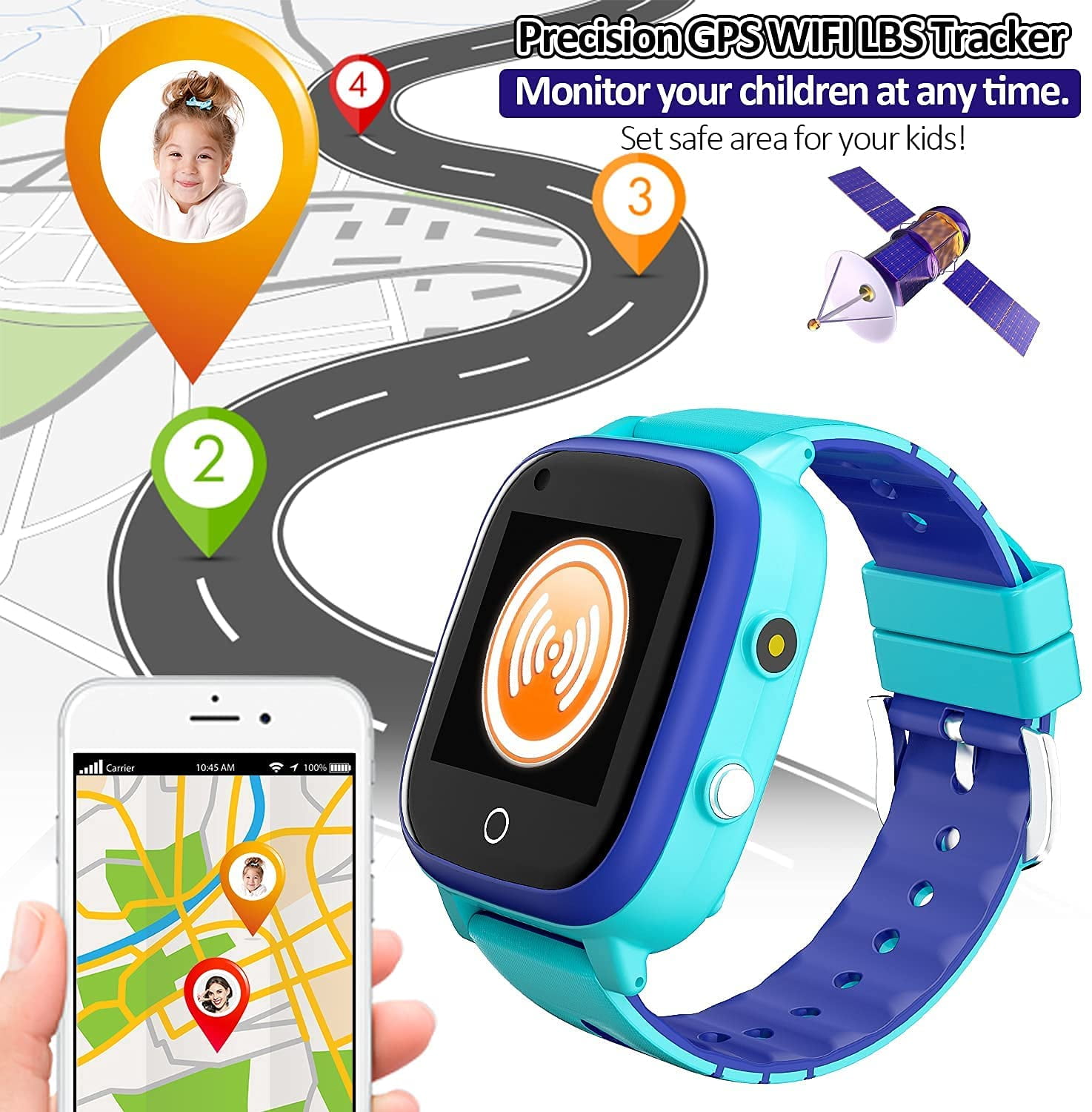 4G GPS Smart Watch, Girls Boys, IP67 Waterproof Sports Smart Watch, For Kids, With Camera WiFi Video Call Phone Call SOS Pedometer, Suitable For 3-14 Years Old - Image 2