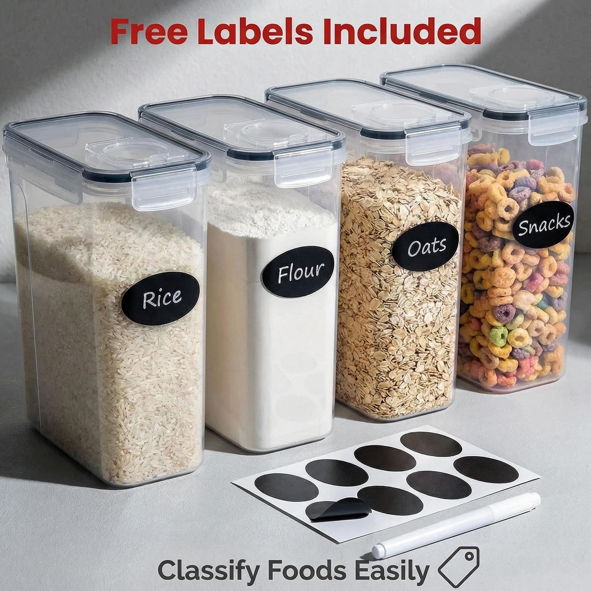 4Pack 135oz Extra Large Airtight Cereal Food Storage Containers 135OZ | BPA-Free Plastic Container for Pantry Organization And Canister for Grain, Flour And Rice, Kitchen Organizers And Storage - Image 3