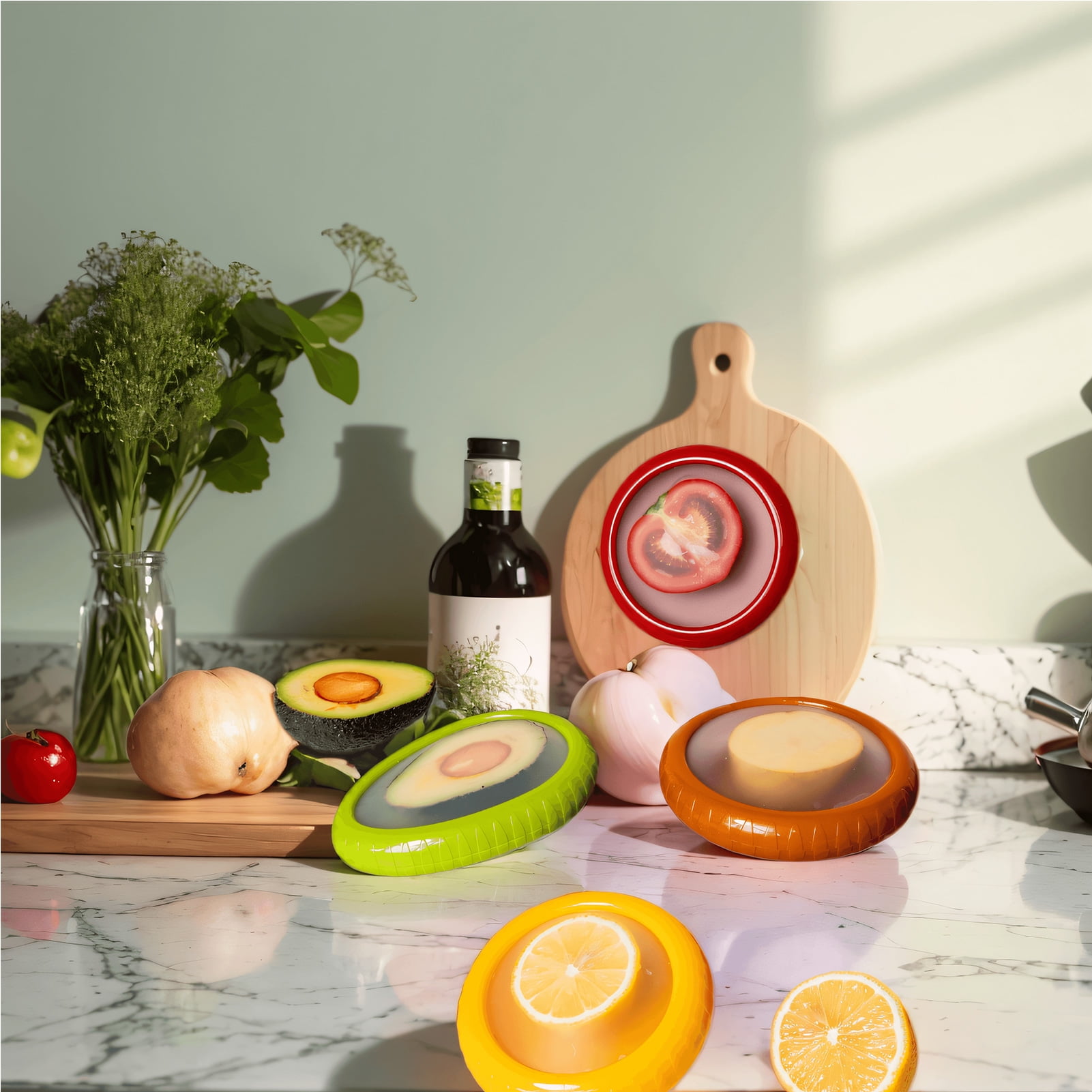 4Pcs Reusable Silicone Fruit Storage Box Covers Onion Storage Avocado Saver Containers for Fridge, Vegetable Keepers Food Savers Kitchen Gadgets - Image 5