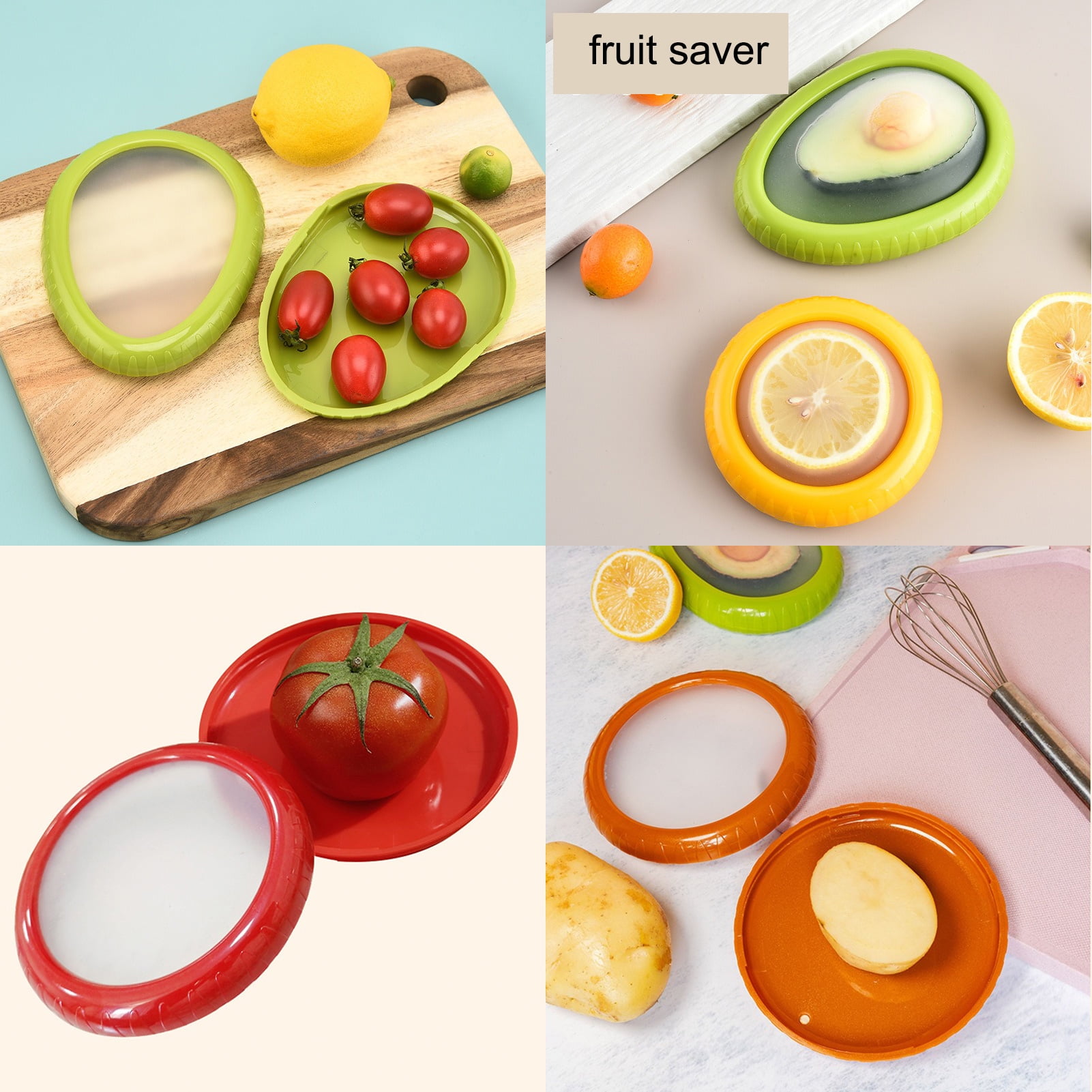 4Pcs Reusable Silicone Fruit Storage Box Covers Onion Storage Avocado Saver Containers for Fridge, Vegetable Keepers Food Savers Kitchen Gadgets - Image 4