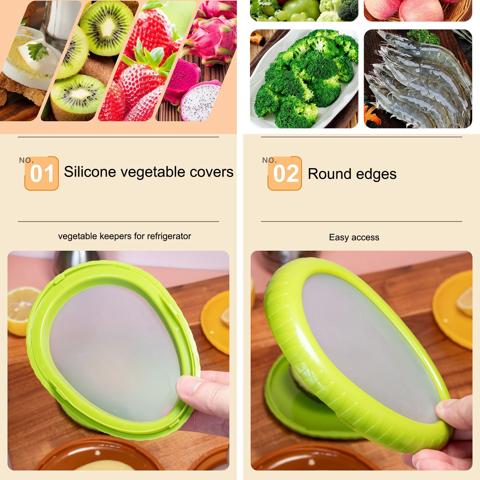 4Pcs Reusable Silicone Fruit Storage Box Covers Onion Storage Avocado Saver Containers for Fridge, Vegetable Keepers Food Savers Kitchen Gadgets - Image 3