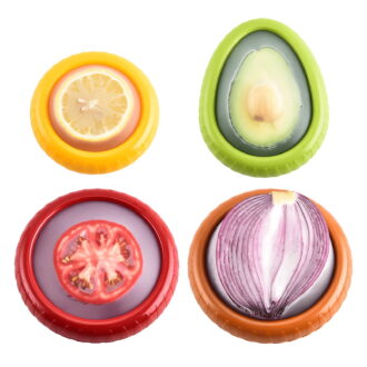 4Pcs Reusable Silicone Fruit Storage Box Covers Onion Storage Avocado Saver Containers for Fridge, Vegetable Keepers Food Savers Kitchen Gadgets