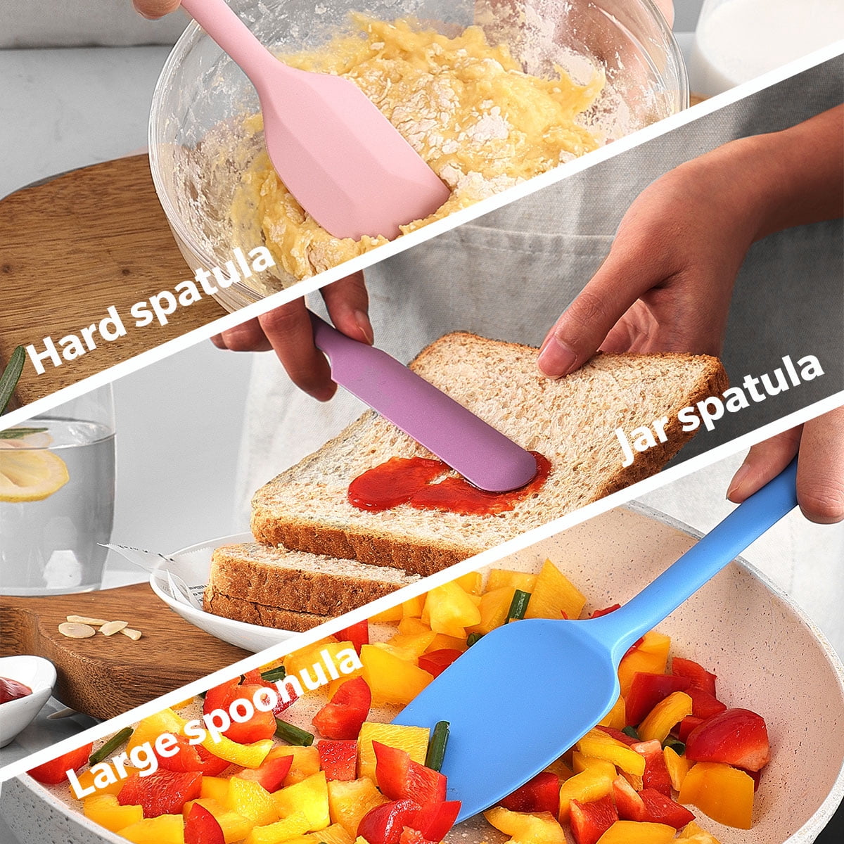 5 Piece Silicone Spatula Set Heat Resistant, Kitchen Spatula Set Dishwasher Safe, Colorful Rubber Baking Spatula Set for Nonstick Cookware Cooking Multicolor1 - Image 2