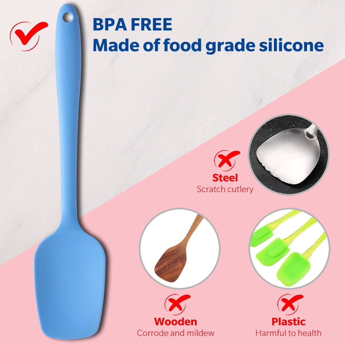 5 Piece Silicone Spatula Set Heat Resistant, Kitchen Spatula Set Dishwasher Safe, Colorful Rubber Baking Spatula Set for Nonstick Cookware Cooking Multicolor1 - Image 4
