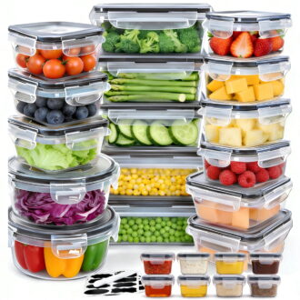 50 Pcs Food Storage Containers with Lids (24 Containers + 24 Lids+ Labels & Marker), Meal Prep Containers for Pantry Organization and Kitchen Storage BPA-Free Plastic Food Containers Set
