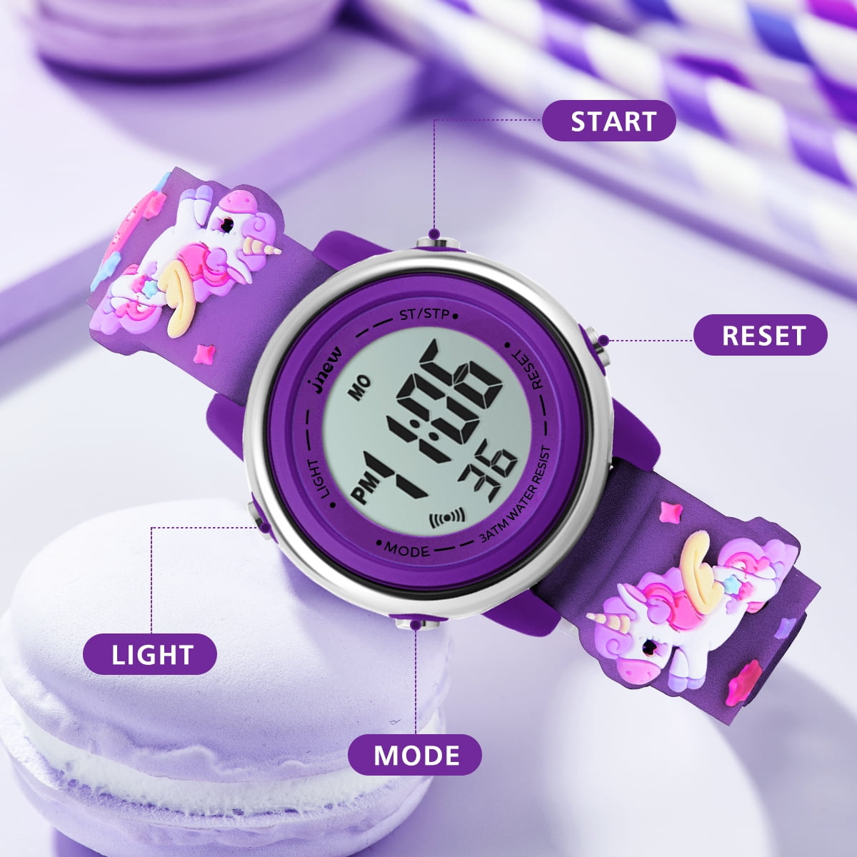 A ALPS Kids Watches 3D Cartoon Wristwatch for Girls Boys Digital Waterproof Wristwatch with 7 Color Lights Birthday Christmas Gift for Kids Ages 3-12 - Image 2
