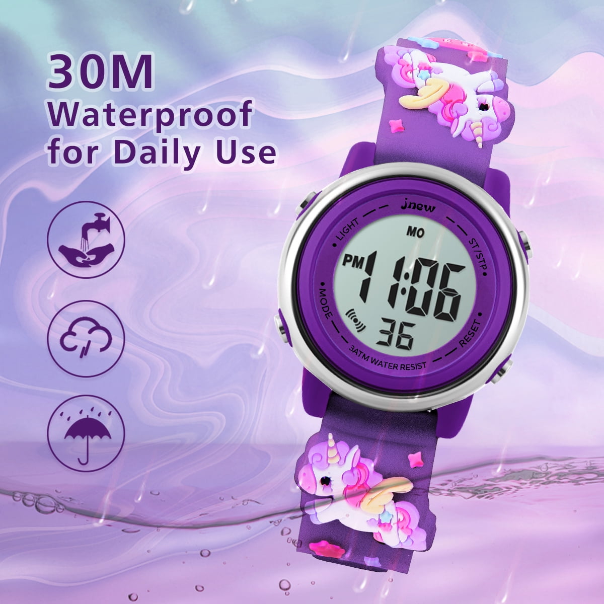 A ALPS Kids Watches 3D Cartoon Wristwatch for Girls Boys Digital Waterproof Wristwatch with 7 Color Lights Birthday Christmas Gift for Kids Ages 3-12 - Image 5