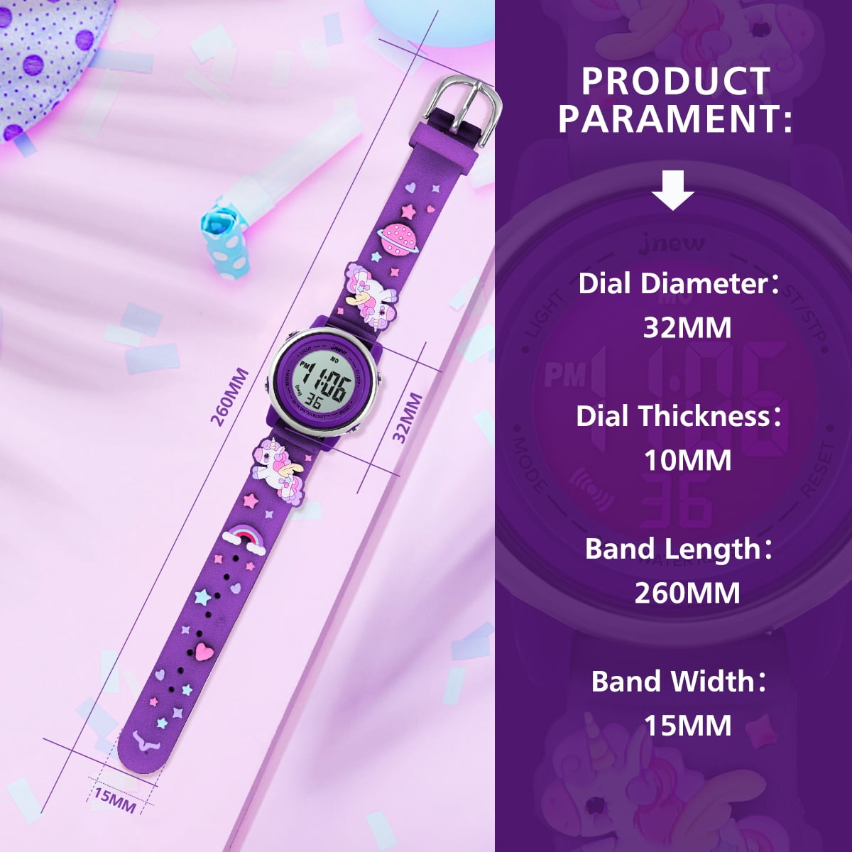 A ALPS Kids Watches 3D Cartoon Wristwatch for Girls Boys Digital Waterproof Wristwatch with 7 Color Lights Birthday Christmas Gift for Kids Ages 3-12 - Image 3