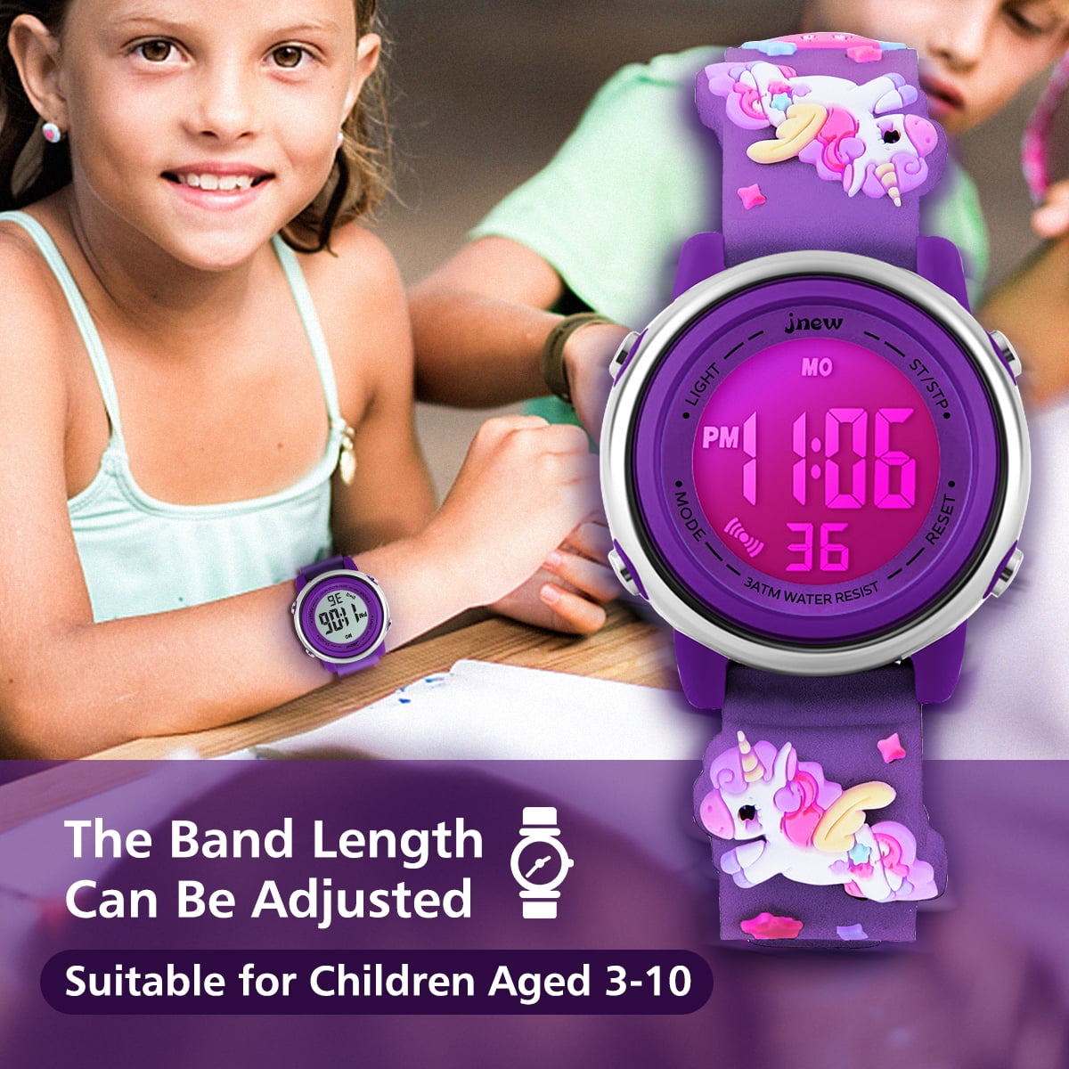 A ALPS Kids Watches 3D Cartoon Wristwatch for Girls Boys Digital Waterproof Wristwatch with 7 Color Lights Birthday Christmas Gift for Kids Ages 3-12 - Image 4