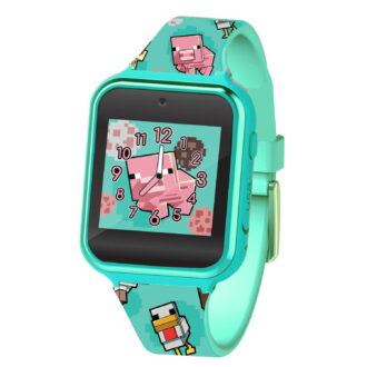 Accutime Minecraft Kids Green & Pink Educational Learning Touchscreen Smart Watch Toy for Girls, Boys, Toddlers - Selfie Cam, Learning Games, Alarm, Calculator, Pedometer & More (Model: MIN4161AZ)