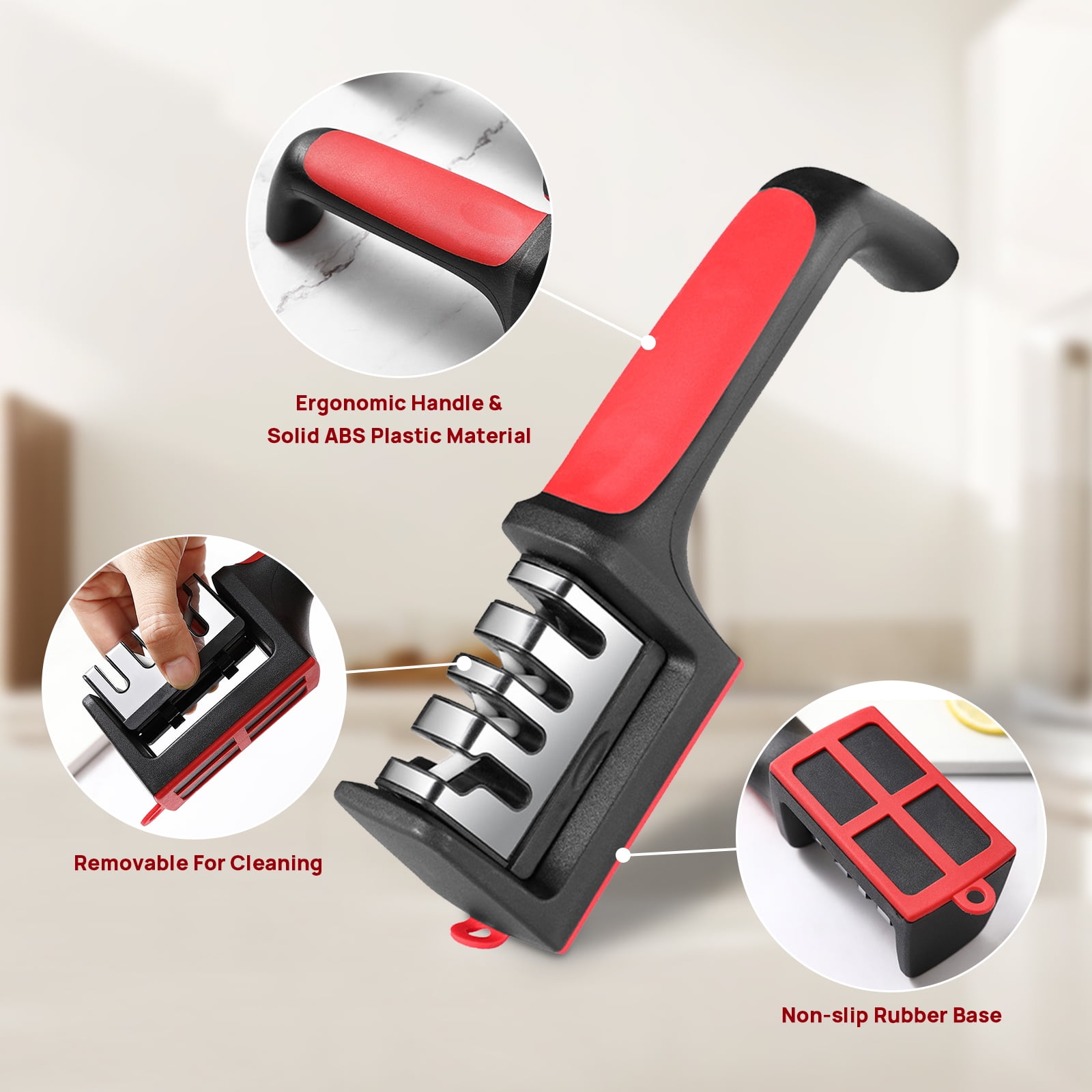 AGCAN 2 Pack Knife Sharpener, 4-Stage Kitchen Knife Sharpeners with Non-slip Base, Knife Sharpening System for Kitchen Knives, Scissors - Image 2