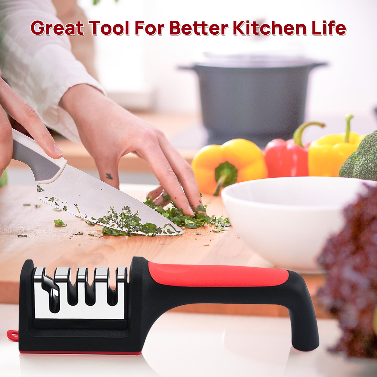 AGCAN 2 Pack Knife Sharpener, 4-Stage Kitchen Knife Sharpeners with Non-slip Base, Knife Sharpening System for Kitchen Knives, Scissors - Image 4