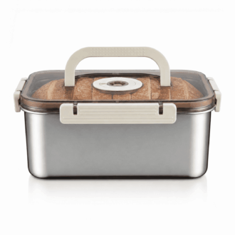 Airtight Bread Box with Time Recording Function, 316 Stainless Steel Container with Lid & Handle, Dishwasher Safe for Homemade Bread Loaf