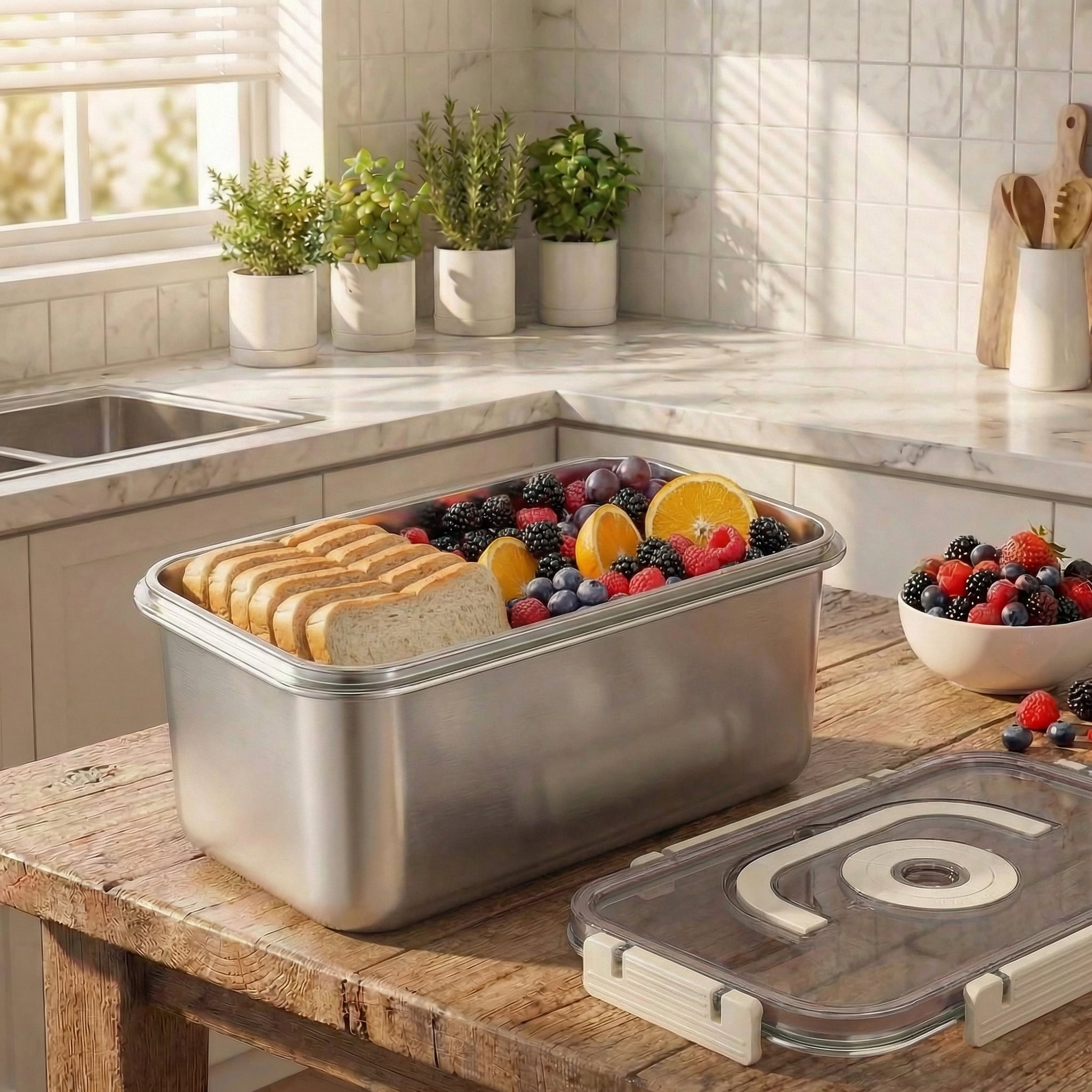 Airtight Bread Box with Time Recording Function, 316 Stainless Steel Container with Lid & Handle, Dishwasher Safe for Homemade Bread Loaf - Image 4