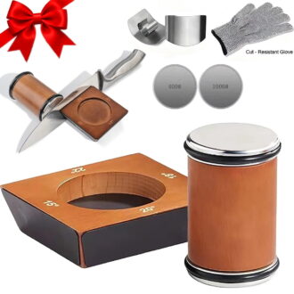 Akatsuki Rolling Knife Sharpener Kit 4 Angles Diamond Whetstone #1000/#400 Tumbler Sharpening Stone Roller Sharpener System with Finger Guard and Glove